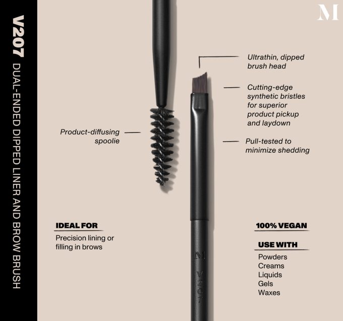 V207  Dual-Ended Dipped Liner And Brow Brush